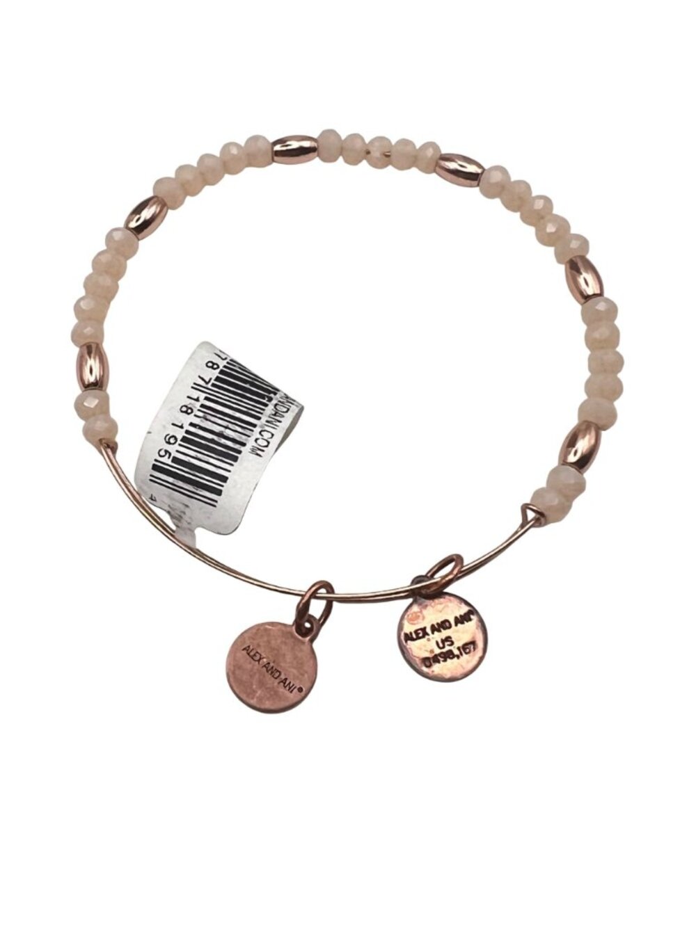 Alex And Ani Balance Bead II Carmel Rose Gold Tone Bangle Bracelet Pink NWT - Picture 5 of 9